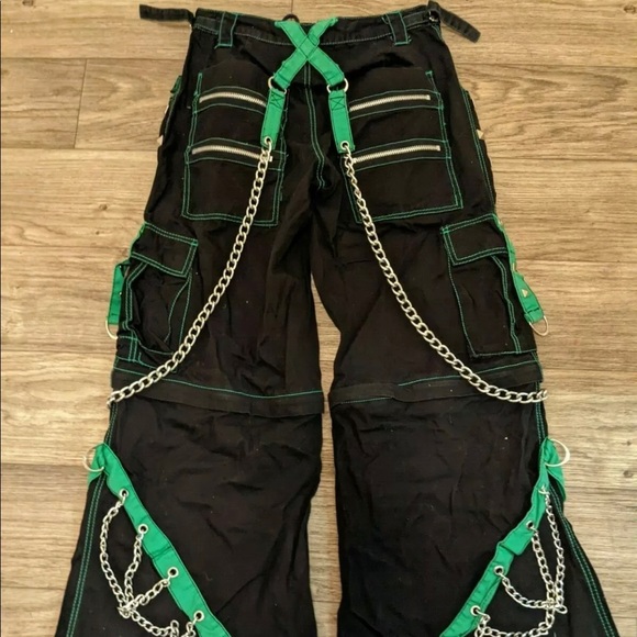 TRIPP NYC Pants Goth Punk Jeans Trousers Black/Turquoise, Men S w/ Drawstring - Picture 4 of 6
